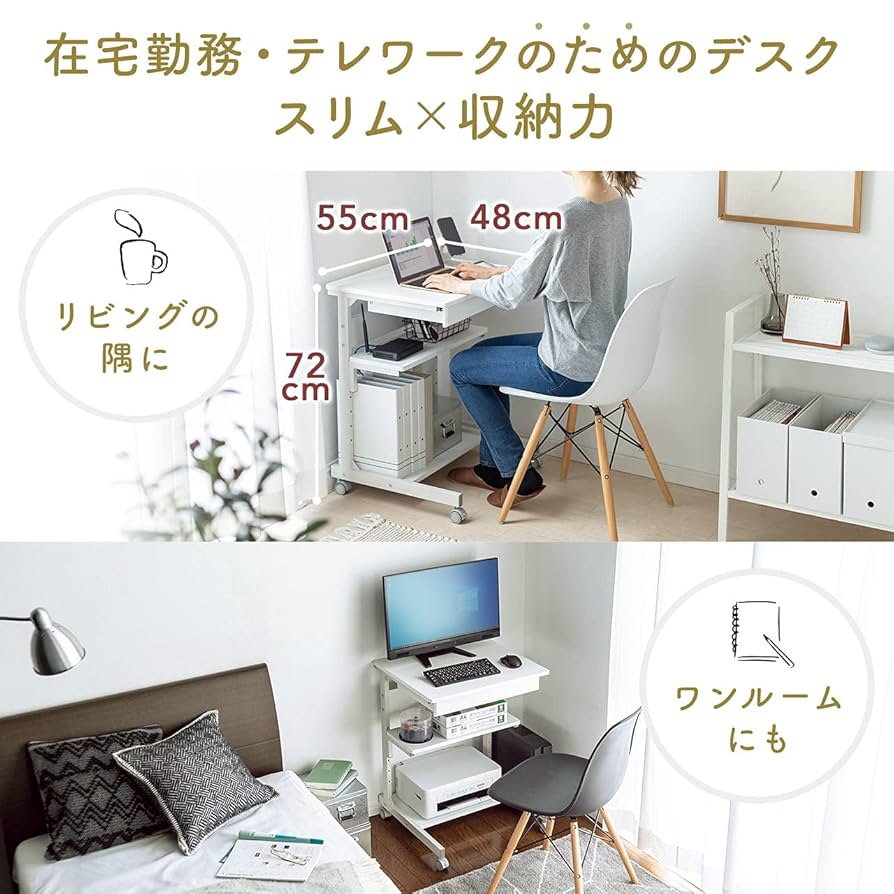 サンワダイレクト パソコンデスク 幅55cm 引き出し付き Amazon | サンワダイレクト パソコンデスク 幅55cm 引き出し付き